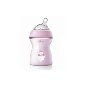 Бутылочка для кормления Chicco Natural Feeling силикон средний поток 250мл розовая (81323.10)