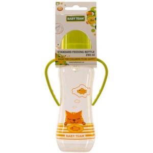 Бутылочка для кормления Baby Team с ручками и силиконовой соской, 250мл 0+ салат (1411_салатовый)