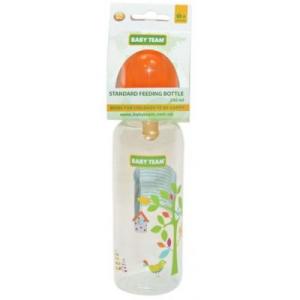 Бутылочка для кормления Baby Team с латексной соской, 250 мл 0+ оранж (1310_оранжевый)