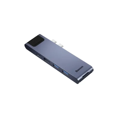 Концентратор Baseus USB-C Thunderbolt 7-in-1 2xUSB 3.0 + 1xUSB-C PD + HDMI 4K60Hz + SD/TF + 1xRJ45 1000Mbps gray (CAHUB-L0G)