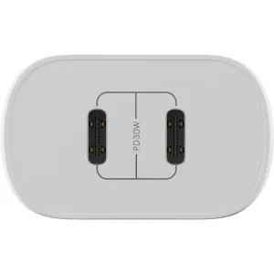 Зарядний пристрій Globex 2xUSB-C 30W FastPower white (30WCC)