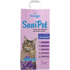 Наповнювач для туалету Природа Sani Pet бентонітовий середній з лавандою 5 кг NEW (4823082404346)
