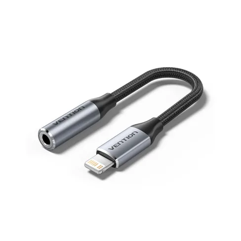 Переходник Lightning to 3.5mm 0.1m cotton braided aluminum gray Vention (BMBHA)