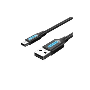 Дата кабель USB 2.0 AM to Mini 5P 0.5m black Vention (COMBD)