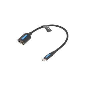 Переходник USB 2.0 Micro BM to USB AF (OTG) 0.15m Black PVC Vention (CCUBB)