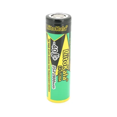 Аккумулятор 18650 2800mAh, 35A, 3.7V(2.5-4.2V), LowTemp-40-60, Black/Green Liitokala (Lii-LT28A)