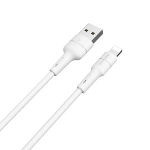 Дата кабель USB 2.0 AM to Lightning 1.0m 2.4A silicone white BOROFONE (6931474706874)