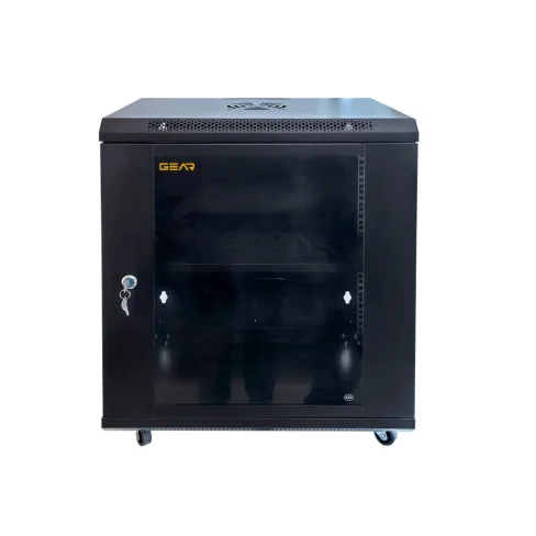 Шкаф настенный GEAR 15U 19" 600x600x750 мм, + полка 19", black (GWMSN-15U-600-600)