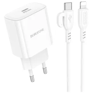 Зарядний пристрій BOROFONE BA81A USB-C PD20W + cable USB-C to Lightning White (6941991108198)