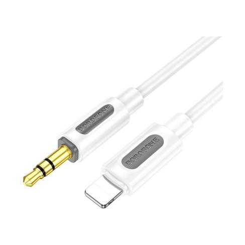 Кабель мультимедійний Lightning to 3.5mm M 1.0m silicone white BOROFONE