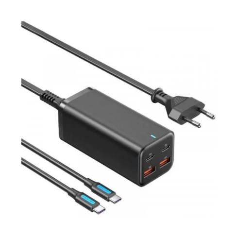 Зарядний пристрій Vention 4xUSB 100W (2xUSB-C+2xUSB-A) PD3.0/QC 3.0/GaN Black (FBSBG-EU)