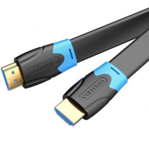 Кабель мультимедийный HDMI M to HDMI M 5.0m V2.0 4K60Hz PVC flat black Vention (AAKBJ)