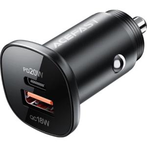 Зарядний пристрій Acefast 1xUSB-C PD20W + 1xUSB QC3.0 18W car adapter metal (6974316280330)