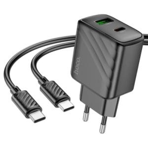 Зарядний пристрій HOCO CS23A USB-C PD30W + 1xUSB QC3.0 + cable USB-C to USB-C black (6942007609968)