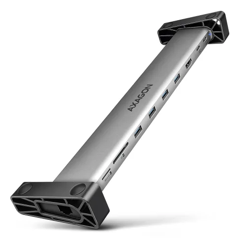 Концентратор AXAGON USB-C 9-in-1 4xUSB 3.2 + 2xUSB-C + HDMI + SD/TF + RJ45 1000Mbps + PD 100W black/gray (HMC-10HLS)