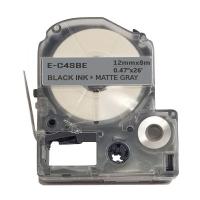 Стрічка для принтера етикеток UKRMARK E-C4SBE, 12мм х 8м, black on matte silver, совместимая с LC4SBE (CELC4SBE)