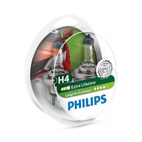Автолампа Philips H4 LongLife EcoVision, 2шт