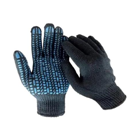 Захисні рукавички Werk ХБ чорні, сині "квадрати"