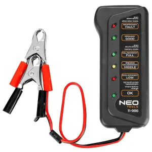 Тестер для акумуляторів Neo Tools 12V, 2 затискачі типу «крокодил» (11-986)