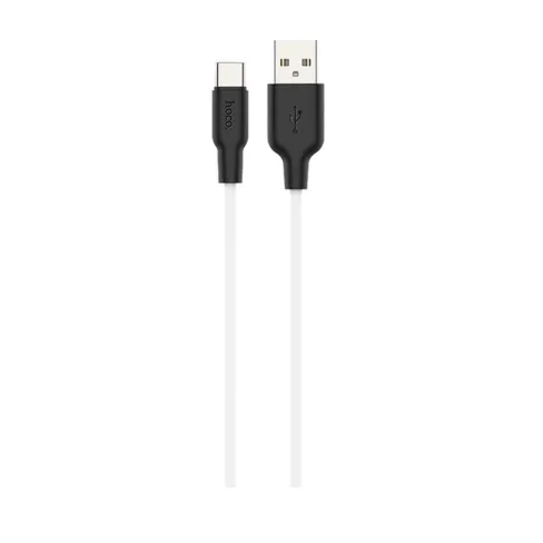 Дата кабель USB 2.0 AM to USB-C 2.0m 3A silicone X21 Plus black+white HOCO (6931474713889)