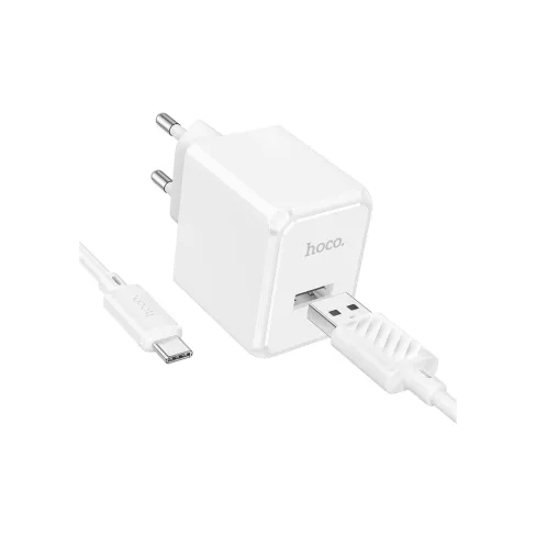 Зарядное устройство HOCO CS11A USB + cable USB to USB-C white (6942007603614)