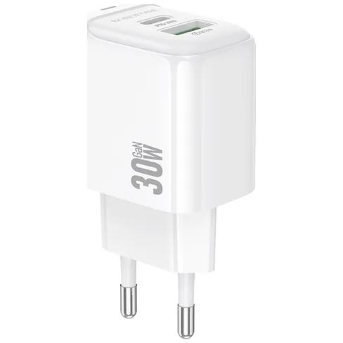 Зарядное устройство BOROFONE BAS45A 1xUSB-C PD30W + 1xUSB QC3.0 white (6941991113871)
