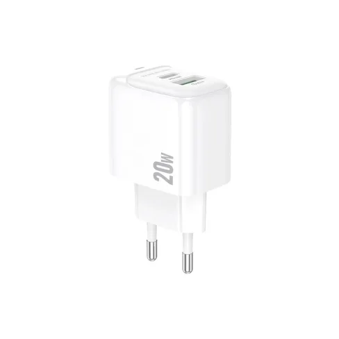 Зарядний пристрій BOROFONE BAS44A 1xUSB-C PD20W + 1xUSB QC3.0 white (6941991113840)
