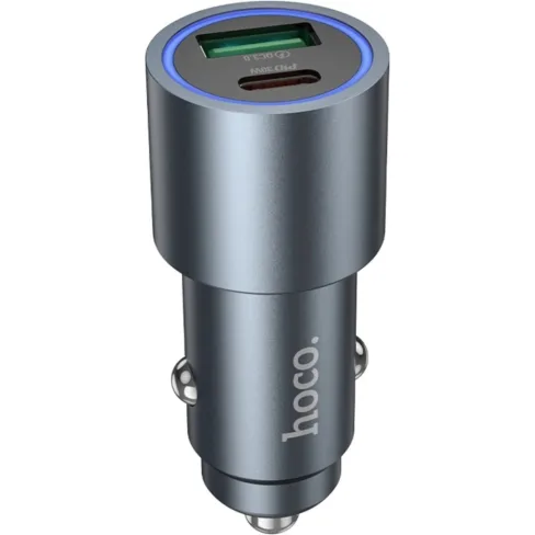 Зарядний пристрій HOCO 1xUSB-C PD30W + 1xUSB QC3.0 48W car adapter Z60 gray (6942007642095)