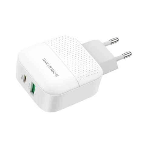 Зарядное устройство BOROFONE BA46A USB-C PD + USB QC3.0 18W white (6931474727343)