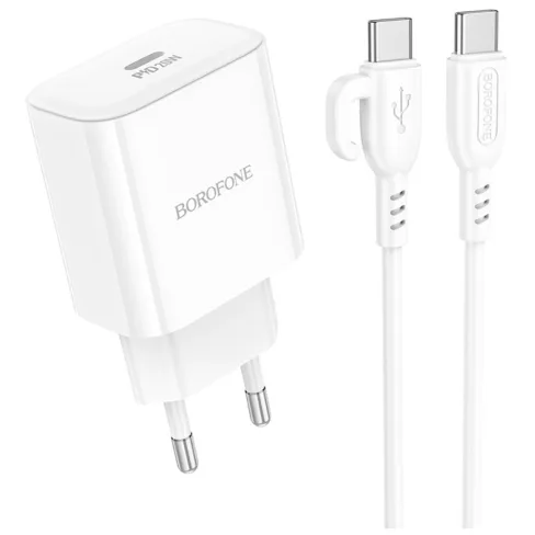 Зарядное устройство BOROFONE BA81A USB-C PD20W + cable USB-C to USB-C White (6941991108204)