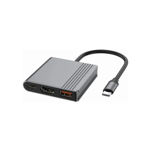 Концентратор Cablexpert USB-C 3-in-1 1xHDMI + 1xUSB 3.2 + 1xUSB-C PD 90W 10Gbps 4K60Hz (A-CM-COMBO3-05)