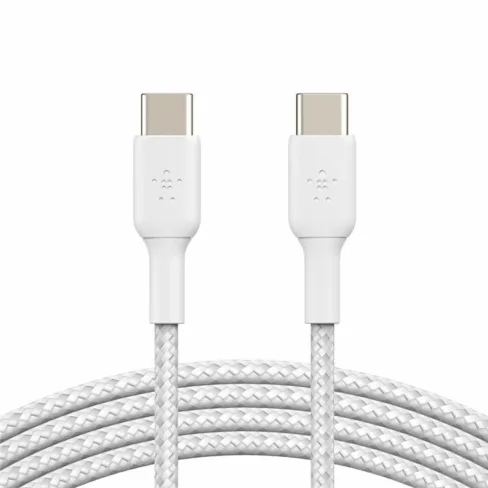 Дата кабель USB-C to USB-C 1.0m braided white Belkin (CAB004BT1MWH)