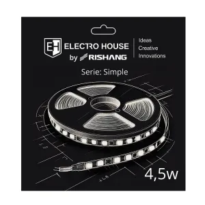 LED лента 4,5Вт 12В SMD2835 60 диодов, 540 Лм, теплый белый 3000K, серия Simple Electro House by Rishang