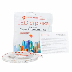 LED лента 12Вт 24В SMD2835 120 диодов, теплый белый 3000K, серия Externum IP65 , гарантия 3 года
