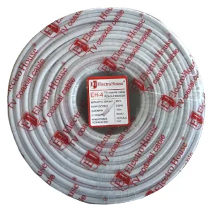 Кабель коаксиальный RG-6U 100% омедненная сталь 1.02 ПВХ, белый, 100 м