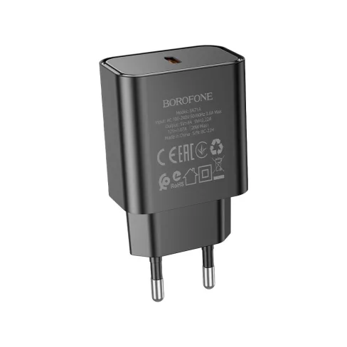 Зарядний пристрій BOROFONE BA71A Power USB-C PD20W Black (6974443387957)