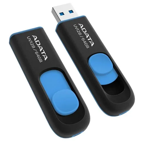 USB флеш накопитель ADATA 64Gb UV128 black-blue USB 3.0 (AUV128-64G-RBE)