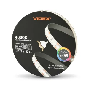 Светодиодная лента Videx DC12V 60W 5M 4000K Ra98 IP20 5м (VL-LST28144-12124-B5)