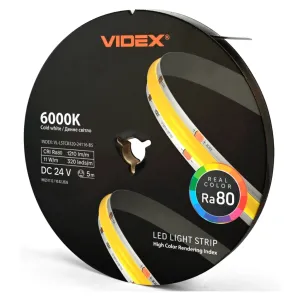 Светодиодная лента Videx COB DC24V 55W 5M 6000K Ra80 IP20 5м (VL-LSTCB320-24116-B5)