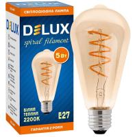Лампочка Delux ST64 5Вт E27 2200К amber spiral_filament (90018153)