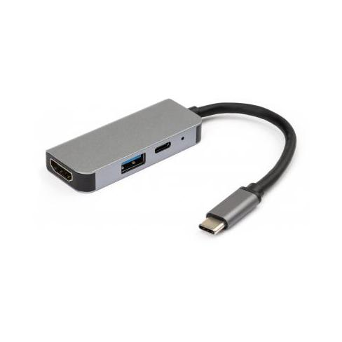 Концентратор Vinga Type-C to 4K HDMI+USB3.0+PD aluminium
