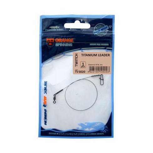 Поводок Ukrspin Orange Spinning титан AFW с вертлюгом 15см 9кг(20lb)/0.35мм (1590.02.49)