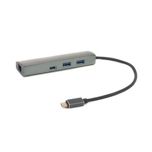 Порт-реплікатор PowerPlant Type-C USB 3.1 -> 2*USB3.0, Type-C USB3.1, Gigabit Ethernet