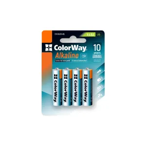 Батарейка ColorWay AA LR6 Alkaline Power (щелочные) *4 blister (CW-BALR06-4BL)