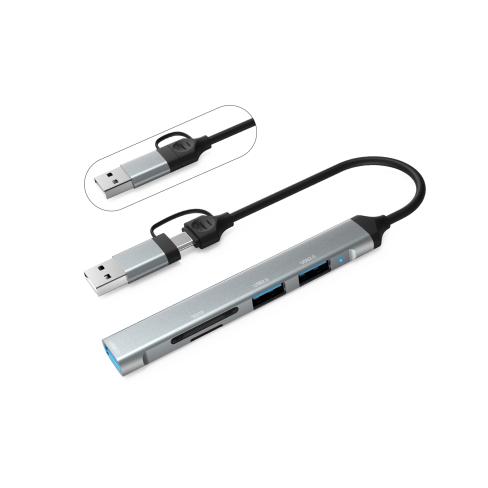 Концентратор Dynamode 5-in-1 USB Type-C/Type-A to 1хUSB3.0, 2xUSB 2.0, card-reader SD/MicroSD (DM-UH-514)