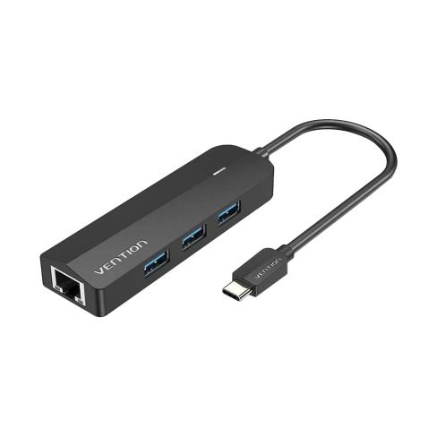 Концентратор Vention USB 3.1 Type-C to 3xUSB 3.0+MicroUSB+RJ45 100M Ethernet black