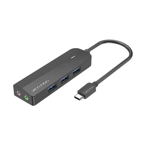 Концентратор Vention USB 3.1 Type-C to 3xUSB 3.0+MicroUSB+3.5mm Sound Adapter black