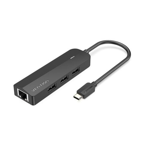 Концентратор Vention USB 3.1 Type-C to 3xUSB 2.0+MicroUSB+RJ45 100M Ethernet black