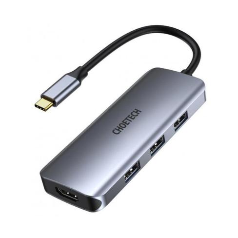 Концентратор Choetech USB-C 7-in-1 (HDMI/PD/CR/USB-A/USB-C) alum (HUB-M19-GY)
