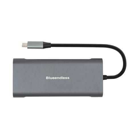 Концентратор PowerPlant USB-C to 2xUSB 3.0, 1xUSB 2.0, 1xType-C (PD), HDMI, SD, RJ45